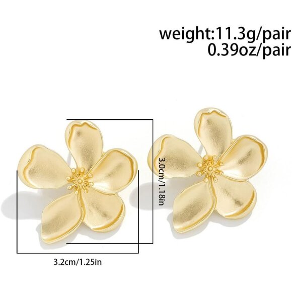 Women's Gold Beauty Cute Flower Shape Statement Boho Dainty Stud Earrings - Picture 2 of 5